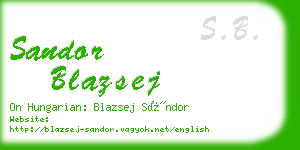 sandor blazsej business card